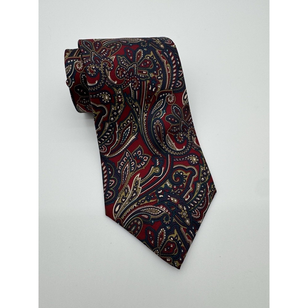 x'Andrini Italy Silk Tie Red Paisley Wide Classic Necktie Made in Italy